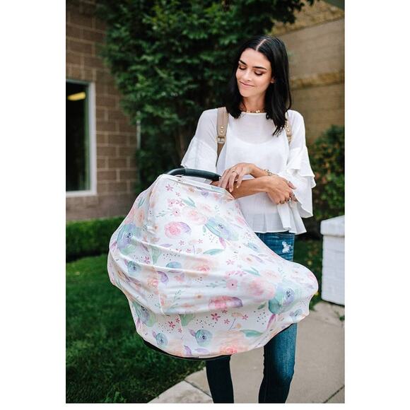 Copper Pearl Floral Car Seat Canopy Cover Breastfeeding Cover Bloom EUC - Picture 1 of 6